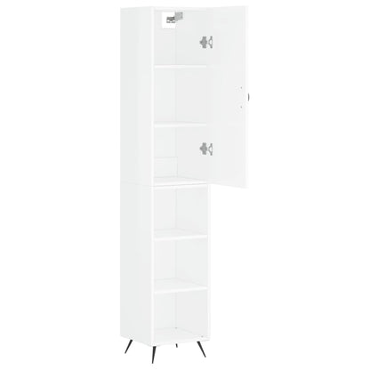 Highboard Højglans Hvid 34,5x34x180 cm Træmateriale