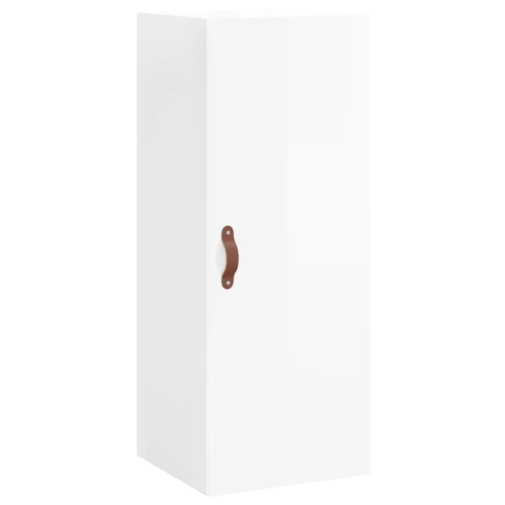 Highboard Højglans Hvid 34,5x34x180 cm Træmateriale