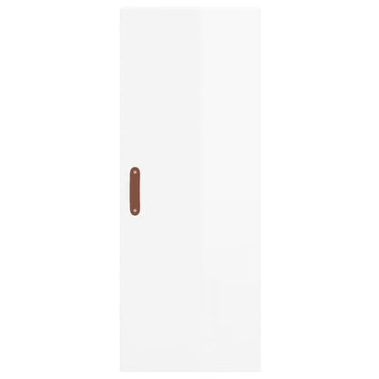 Highboard Højglans Hvid 34,5x34x180 cm Træmateriale