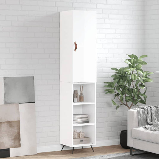 Highboard Højglans Hvid 34,5x34x180 cm Træmateriale