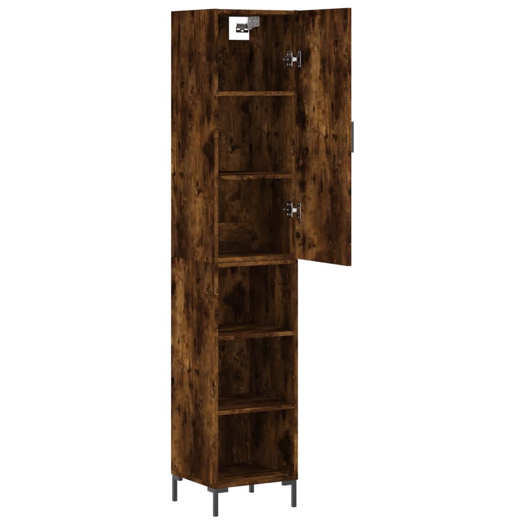 Highboard røget eg 34,5x34x180 cm træmateriale