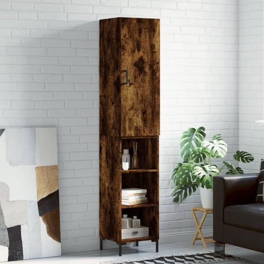 Highboard røget eg 34,5x34x180 cm træmateriale