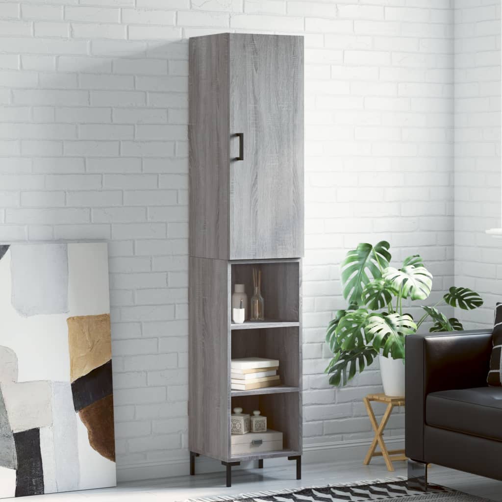 Highboard Grå Sonoma 34,5x34x180 cm Træmateriale