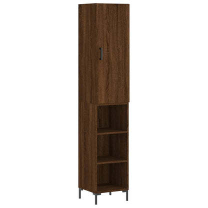 Highboard Brown Oak Look 34,5x34x180 cm Træmateriale