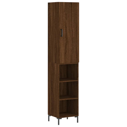 Highboard Brown Oak Look 34,5x34x180 cm Træmateriale