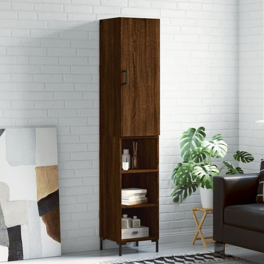 Highboard Brown Oak Look 34,5x34x180 cm Træmateriale