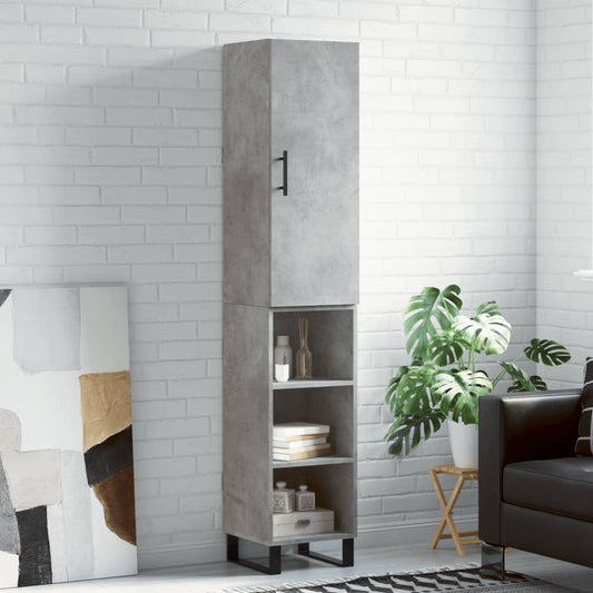 Highboard Betongrau 34,5x34x180 cm Holzwerkstoff