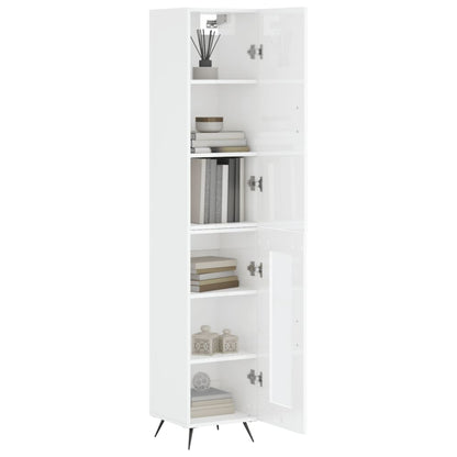 Highboard Højglans Hvid 34,5x34x180 cm Træmateriale