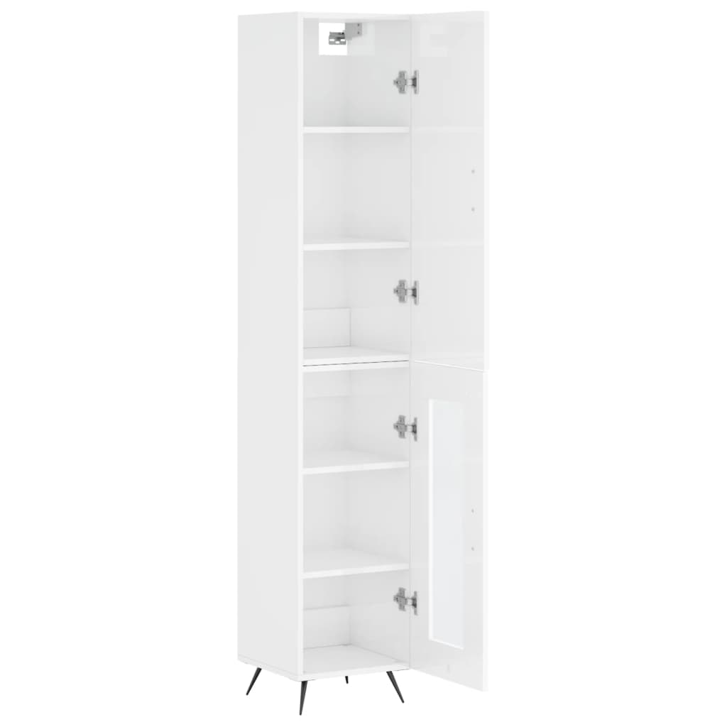 Highboard Højglans Hvid 34,5x34x180 cm Træmateriale