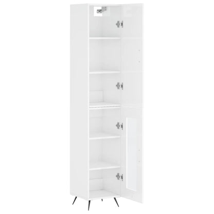 Highboard Højglans Hvid 34,5x34x180 cm Træmateriale