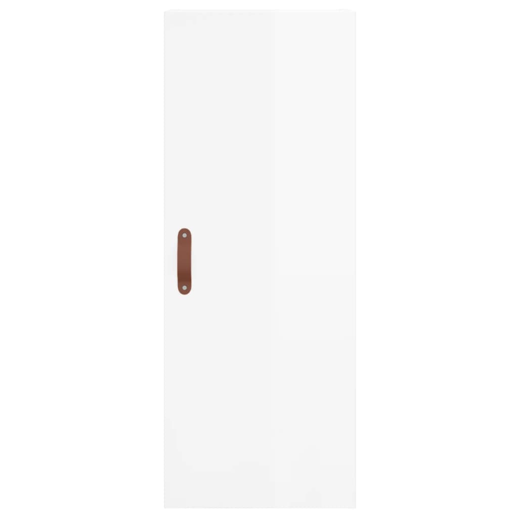 Highboard Højglans Hvid 34,5x34x180 cm Træmateriale