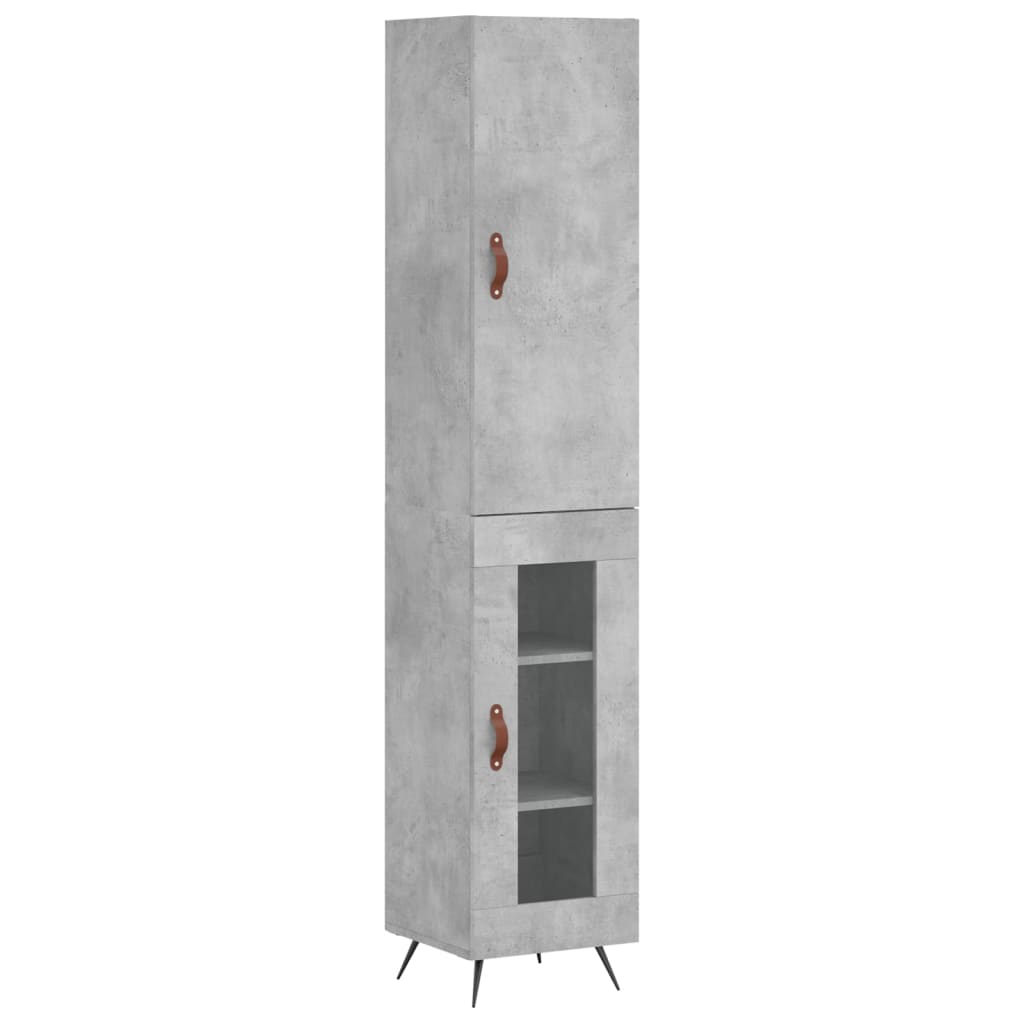 Highboard Beton Grå 34,5x34x180 cm Træmateriale