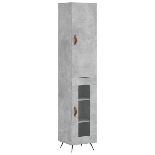 Highboard Beton Grå 34,5x34x180 cm Træmateriale