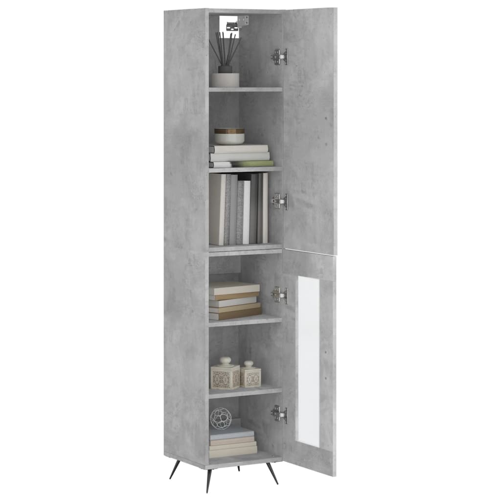 Highboard Beton Grå 34,5x34x180 cm Træmateriale