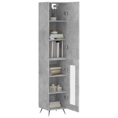 Highboard Beton Grå 34,5x34x180 cm Træmateriale