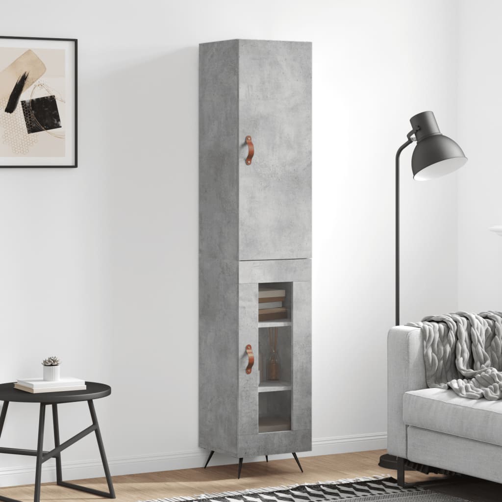 Highboard Beton Grå 34,5x34x180 cm Træmateriale