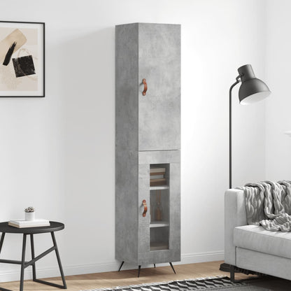 Highboard Beton Grå 34,5x34x180 cm Træmateriale