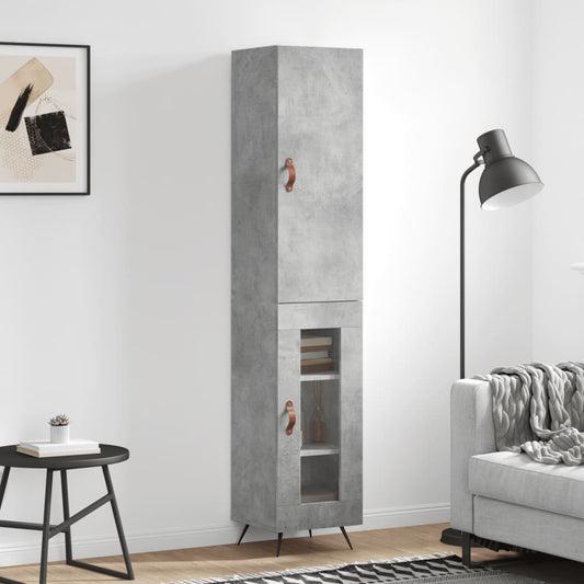 Highboard Beton Grå 34,5x34x180 cm Træmateriale