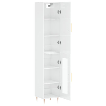 Highboard Højglans Hvid 34,5x34x180 cm Træmateriale