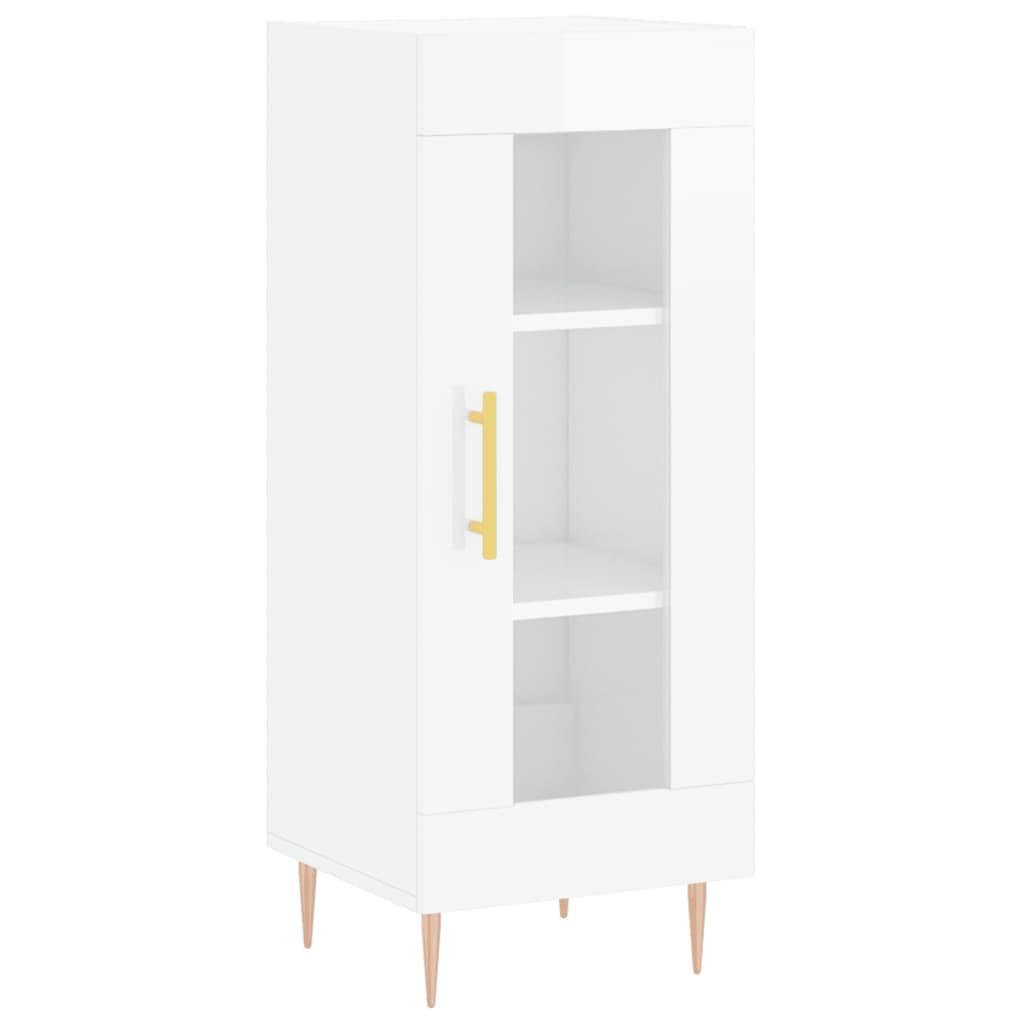 Highboard Højglans Hvid 34,5x34x180 cm Træmateriale