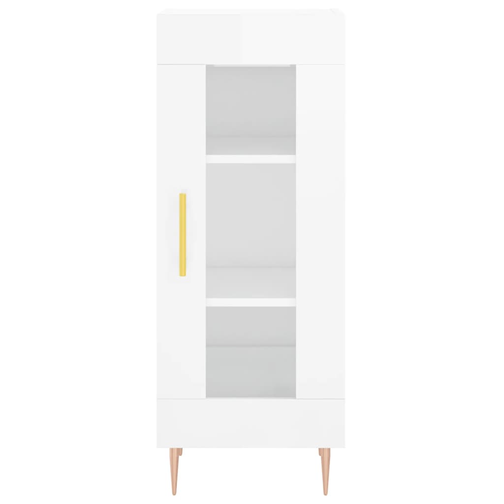 Highboard Højglans Hvid 34,5x34x180 cm Træmateriale