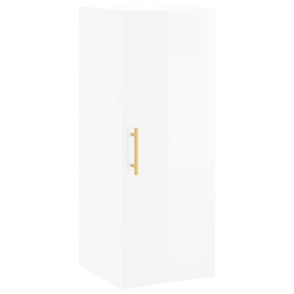 Highboard Højglans Hvid 34,5x34x180 cm Træmateriale