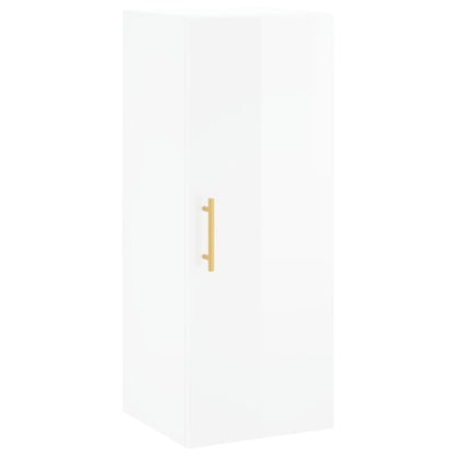 Highboard Højglans Hvid 34,5x34x180 cm Træmateriale