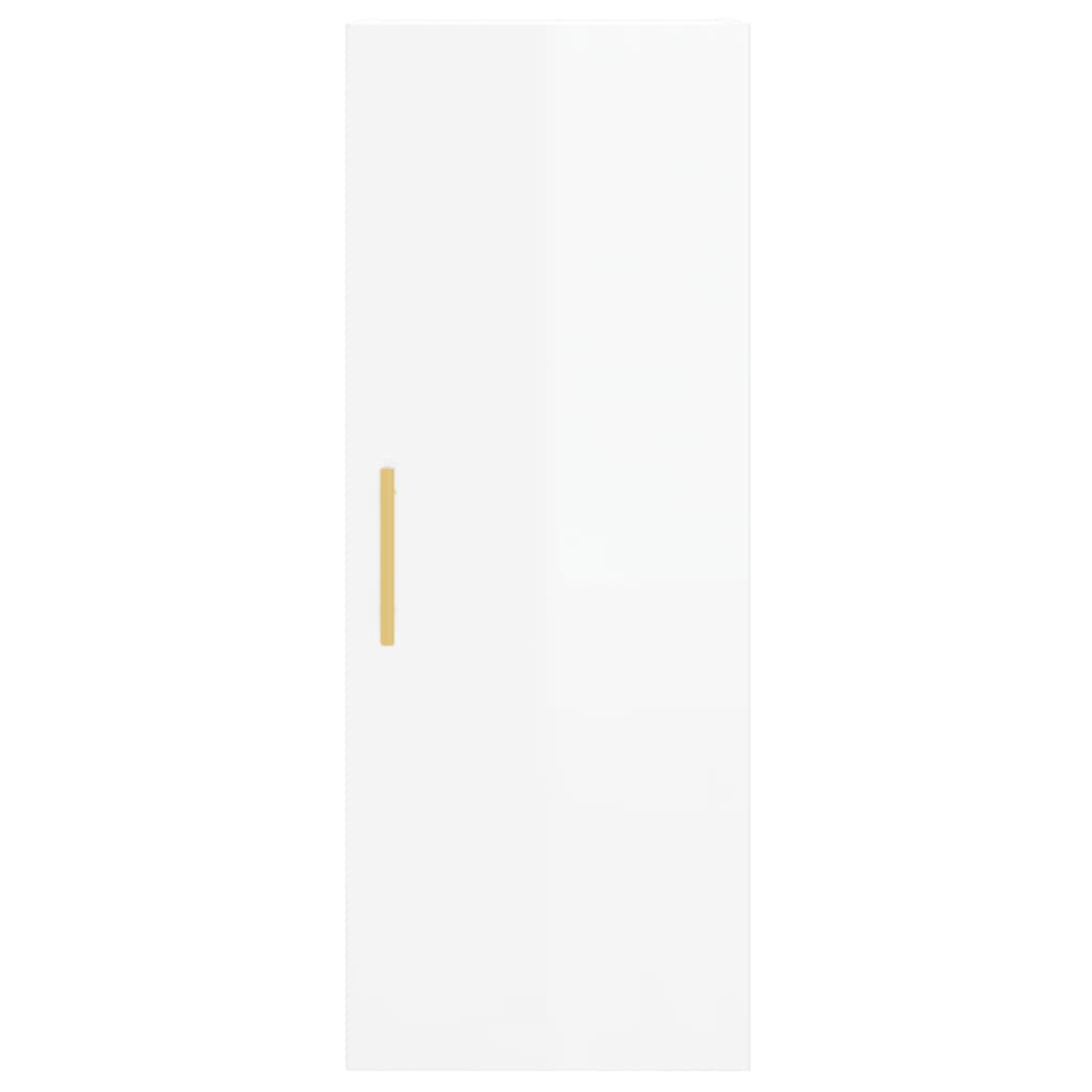 Highboard Højglans Hvid 34,5x34x180 cm Træmateriale