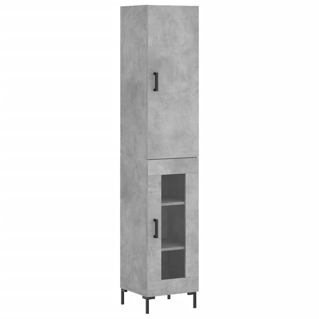 Highboard Beton Grå 34,5x34x180 cm Træmateriale