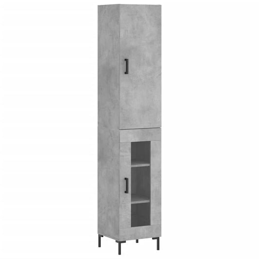 Highboard Beton Grå 34,5x34x180 cm Træmateriale