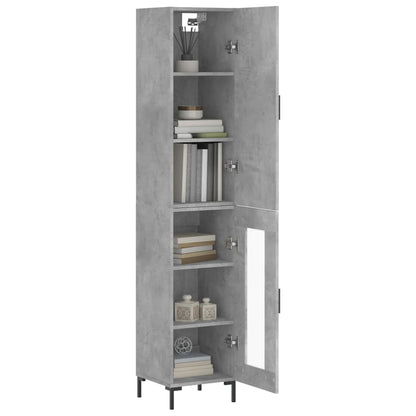 Highboard Beton Grå 34,5x34x180 cm Træmateriale