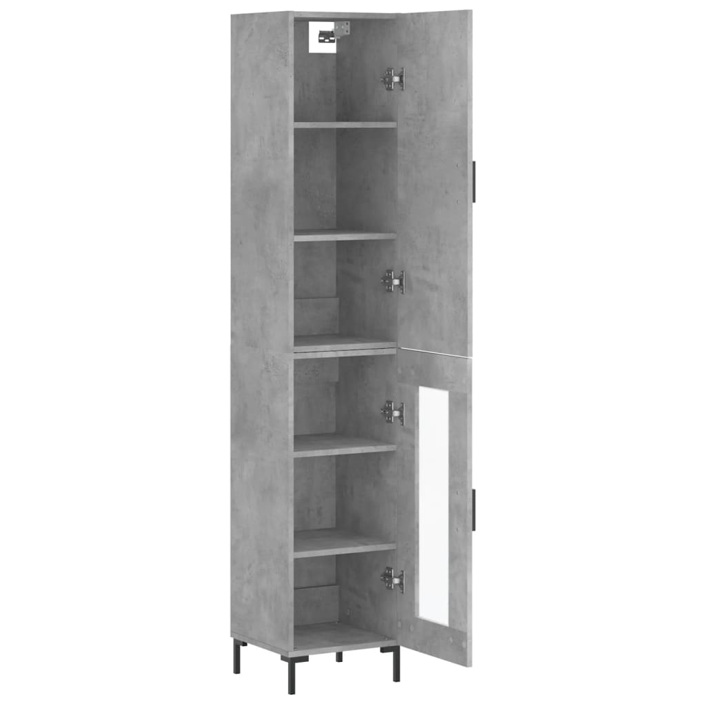 Highboard Beton Grå 34,5x34x180 cm Træmateriale