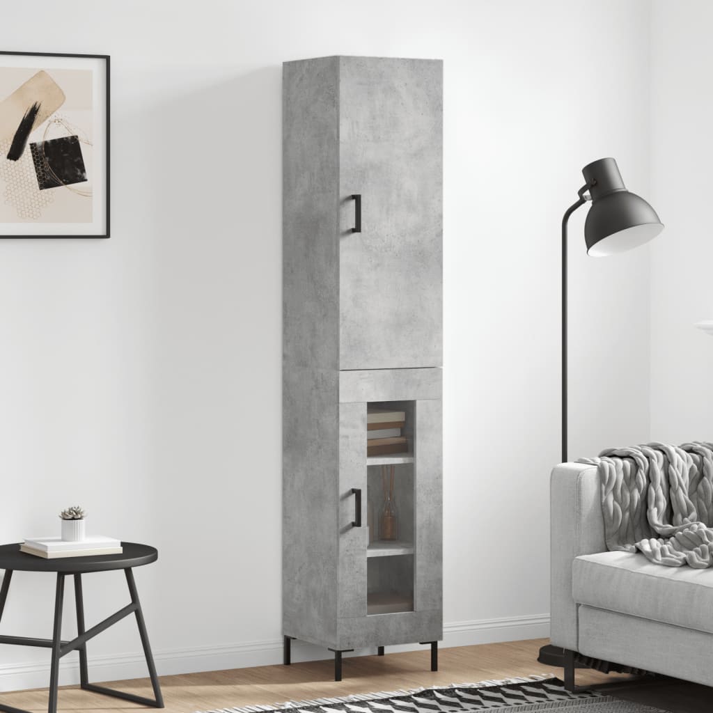Highboard Beton Grå 34,5x34x180 cm Træmateriale