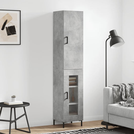 Highboard Beton Grå 34,5x34x180 cm Træmateriale