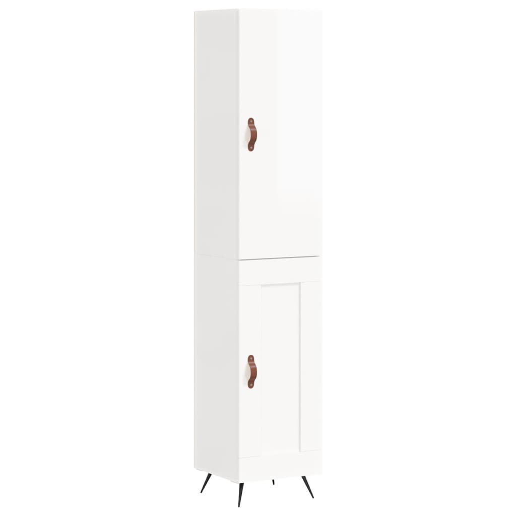 Highboard Højglans Hvid 34,5x34x180 cm Træmateriale