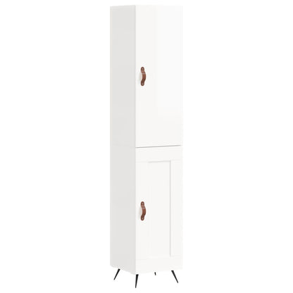 Highboard Højglans Hvid 34,5x34x180 cm Træmateriale