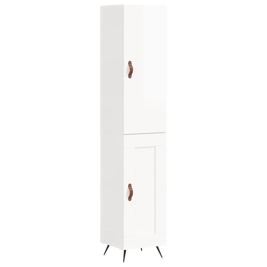 Highboard Højglans Hvid 34,5x34x180 cm Træmateriale