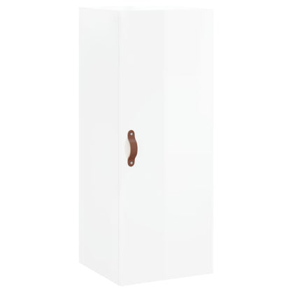 Highboard Højglans Hvid 34,5x34x180 cm Træmateriale