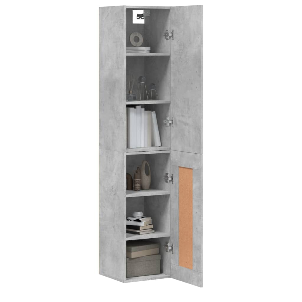 Highboard Beton Grå 34,5x34x180 cm Træmateriale