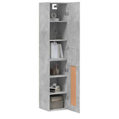 Highboard Beton Grå 34,5x34x180 cm Træmateriale