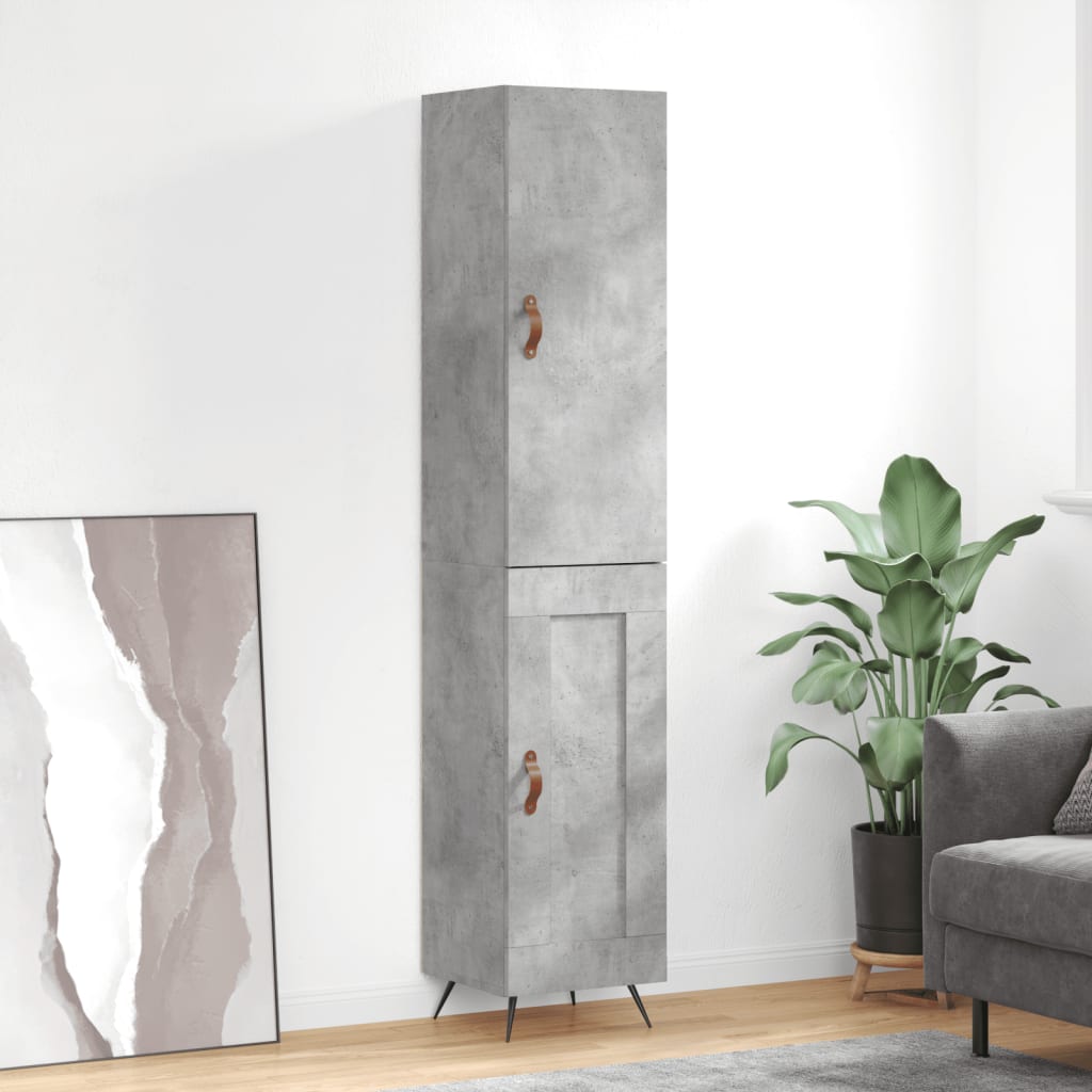 Highboard Beton Grå 34,5x34x180 cm Træmateriale