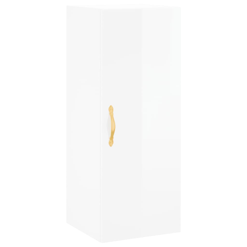 Highboard Højglans Hvid 34,5x34x180 cm Træmateriale