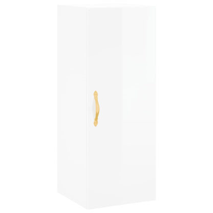 Highboard Højglans Hvid 34,5x34x180 cm Træmateriale