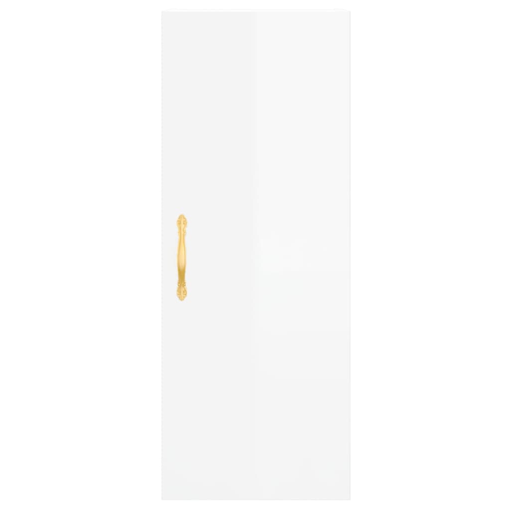 Highboard Højglans Hvid 34,5x34x180 cm Træmateriale