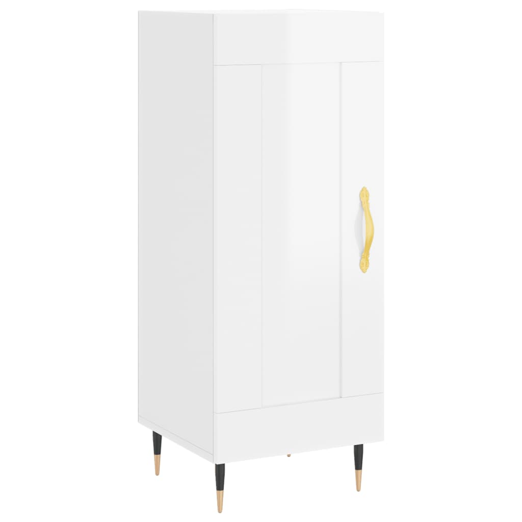 Highboard Højglans Hvid 34,5x34x180 cm Træmateriale