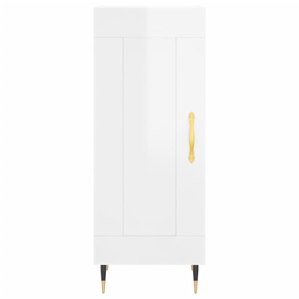 Highboard Højglans Hvid 34,5x34x180 cm Træmateriale