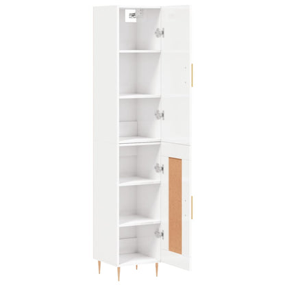 Highboard Højglans Hvid 34,5x34x180 cm Træmateriale