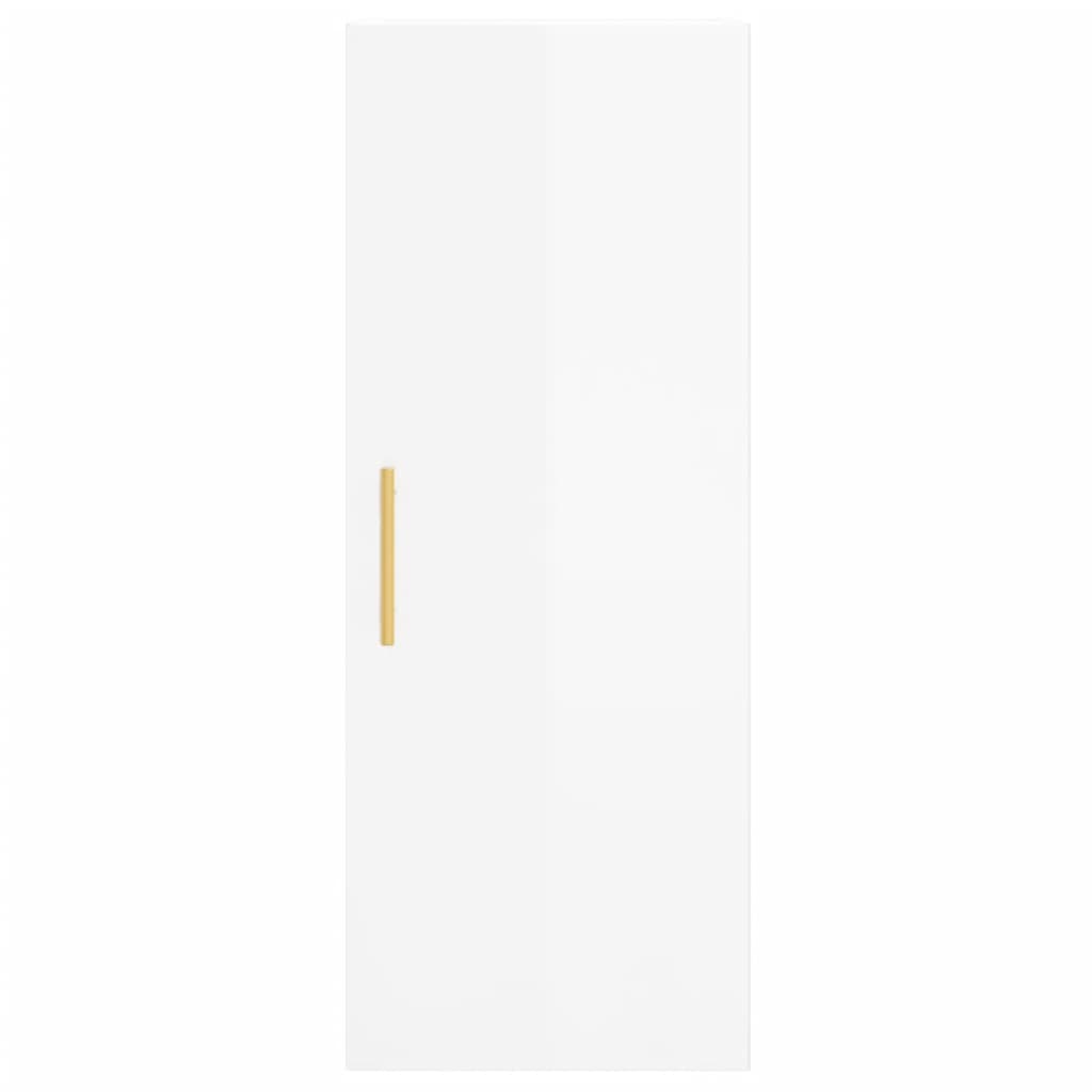 Highboard Højglans Hvid 34,5x34x180 cm Træmateriale