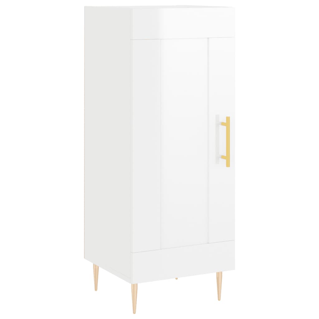 Highboard Højglans Hvid 34,5x34x180 cm Træmateriale