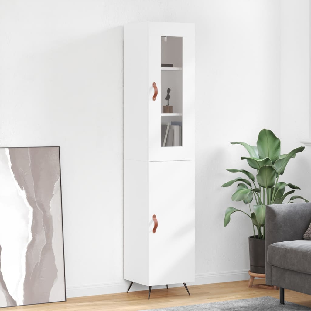 Highboard Hvid 34,5x34x180 cm Træmateriale